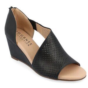Journee Collection Women's Aretha Perforated Wedges Women's Shoes 8.5 Black